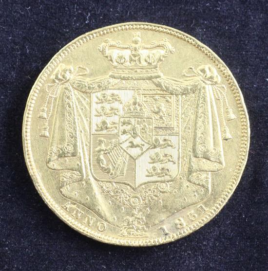 A William IV gold two pounds, 1831, 15.7 grams.